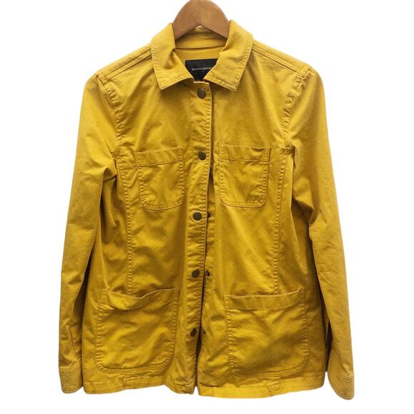 Banana Republic Womens Barn Field Jacket Mustard Gold Shirt Snap Closure Small - Picture 1 of 4